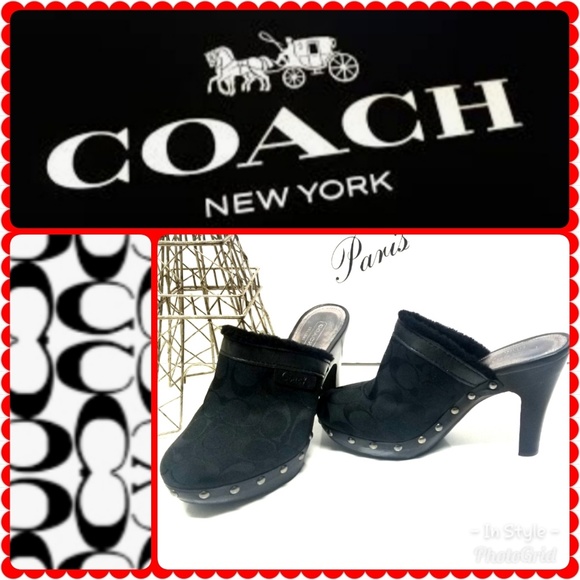 Coach Shoes - 💟Coach Signatures Black Clogs